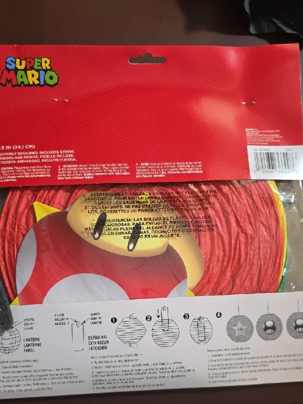 Nintendo Super Mario 3 Piece Red, Yellow & Green Character Lanterns New